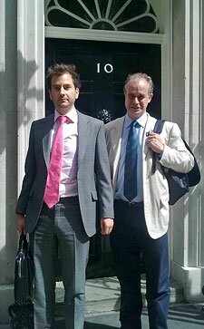 The End of the Lines Chris Gorell-Barnes and Charles Clover outside 10 Downing Street